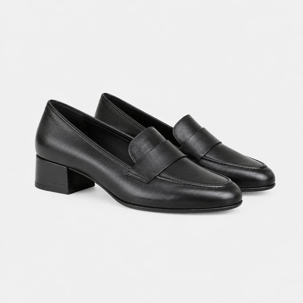 Block-heel Loafers in Black