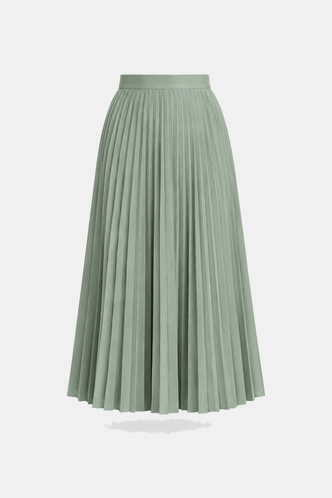 Pleated Midi Skirt in Sage