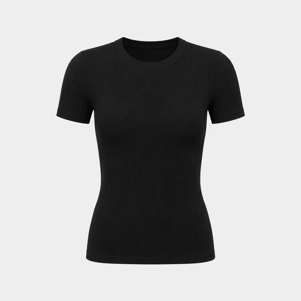 Ribbed Knit Top in Black