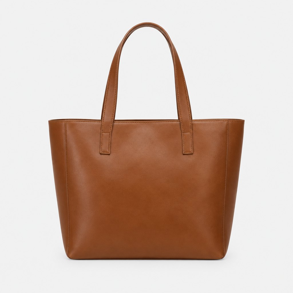 Leather tote in cognac