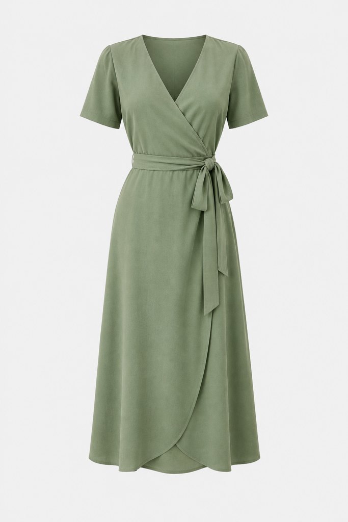 Wrap dress in sage